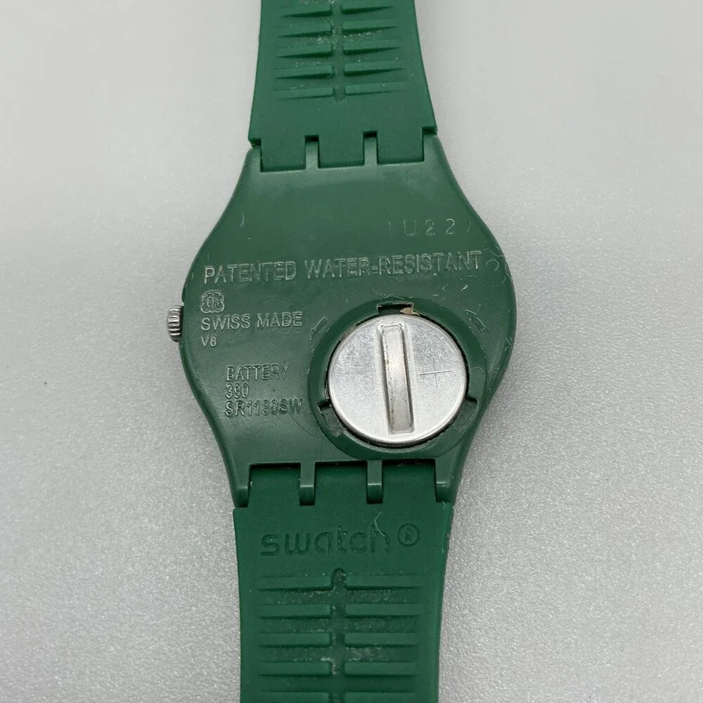 Swatch Pinezone Mens Watch 34mm Green Pinecone Plastic strap New battery